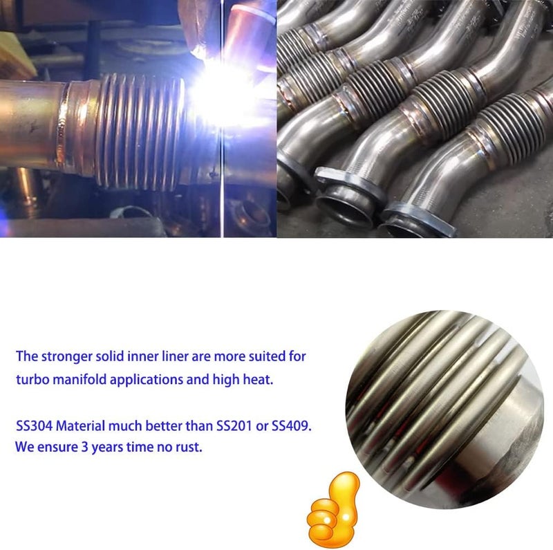 RCCT 2.25 In Car Exhaust Flex Bellow Accessories 2 1/4 Inch Racing Performance Parts Stainless Steel 304 T304 Joint Pipe (ID 2.25’’-3.0’’( Overall)) - Image 3